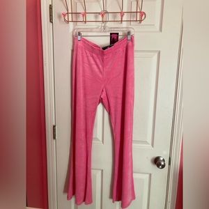 Hollister Hot Pink Velour Ultra High Rise Flare Pants